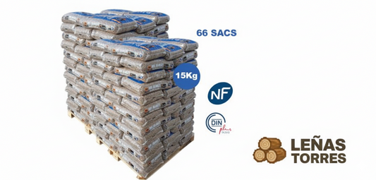 Pellets de Madera Woodstock Premium (DIN+/NF) - Palé 66 Sacos (990kg)