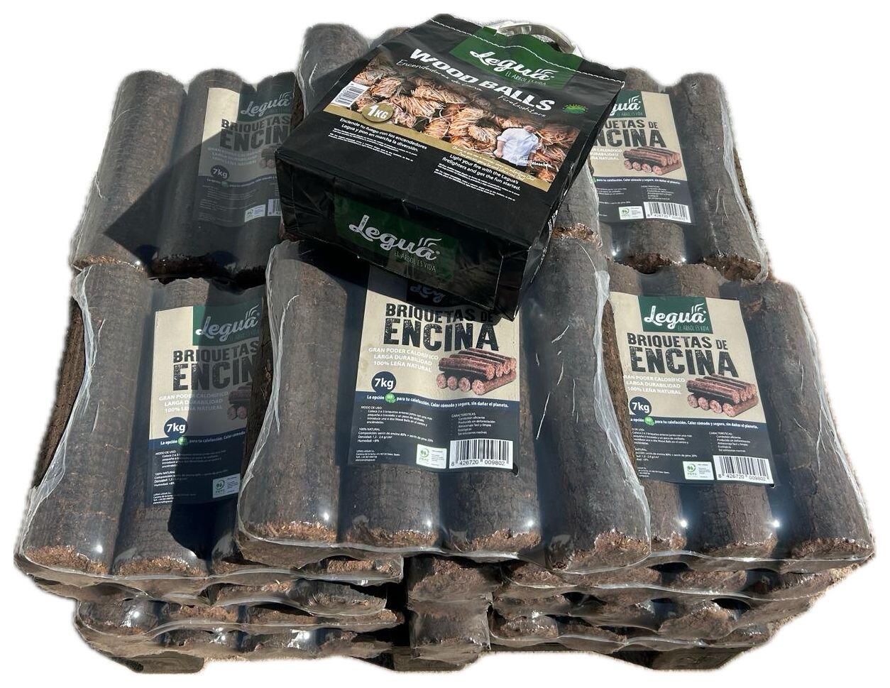 20 paquetes de briquetas de encina 7kg